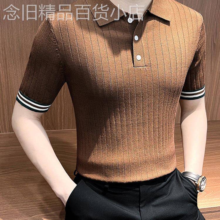 【法国轻奢品牌】条纹针织polo衫男款短袖夏季高级感带领2026新款