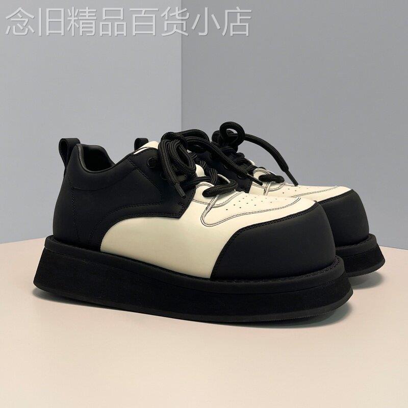 【高品质】皮鞋通勤厚底德比鞋男鞋子米奇大头松糕休闲增高板鞋男
