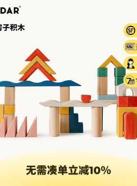 AVDAR大房子儿童益智拼装玩具大颗粒椴木蒙氏小建筑师实木积木