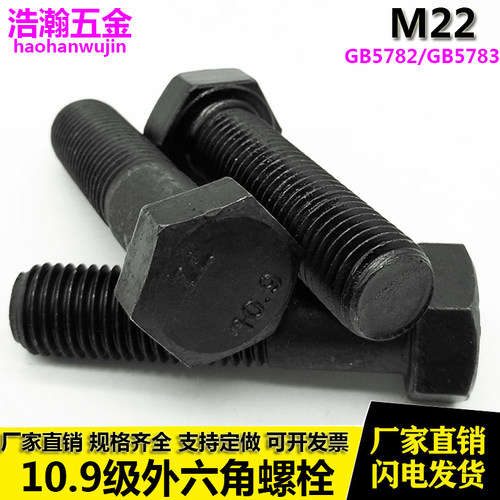 10.9级外六角螺丝加长高强度螺钉M22*50x60x70x80x90x100x200x300