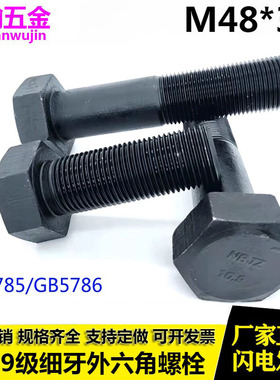 国标10.9级细扣细牙外六角螺丝螺栓 M48*3x3*100x120x130x150x200