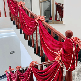 结婚楼梯扶手装饰男女方婚房布置新房囍条幅灯笼挂饰婚庆喜庆套装