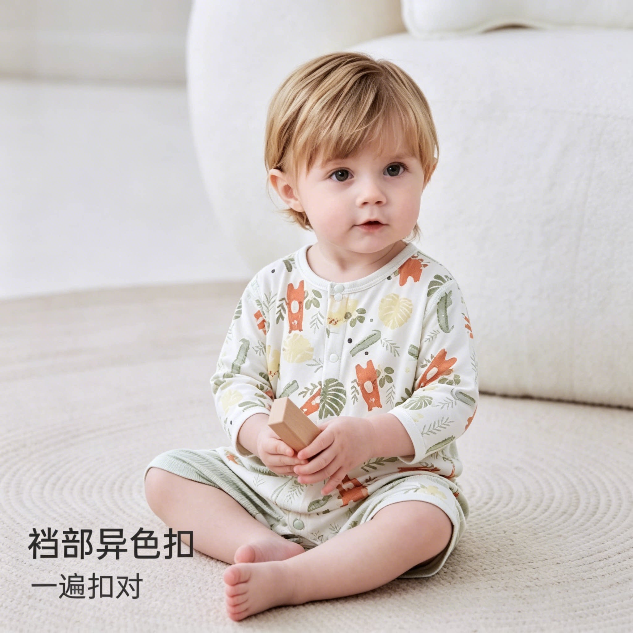 全棉纯棉婴儿连身衣夏季长袖薄款无骨爬服宝宝空调服睡衣哈衣童装