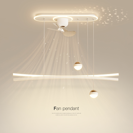 创意餐厅风扇灯简约现代led投影吊灯客厅主卧室吧台餐桌房间灯具