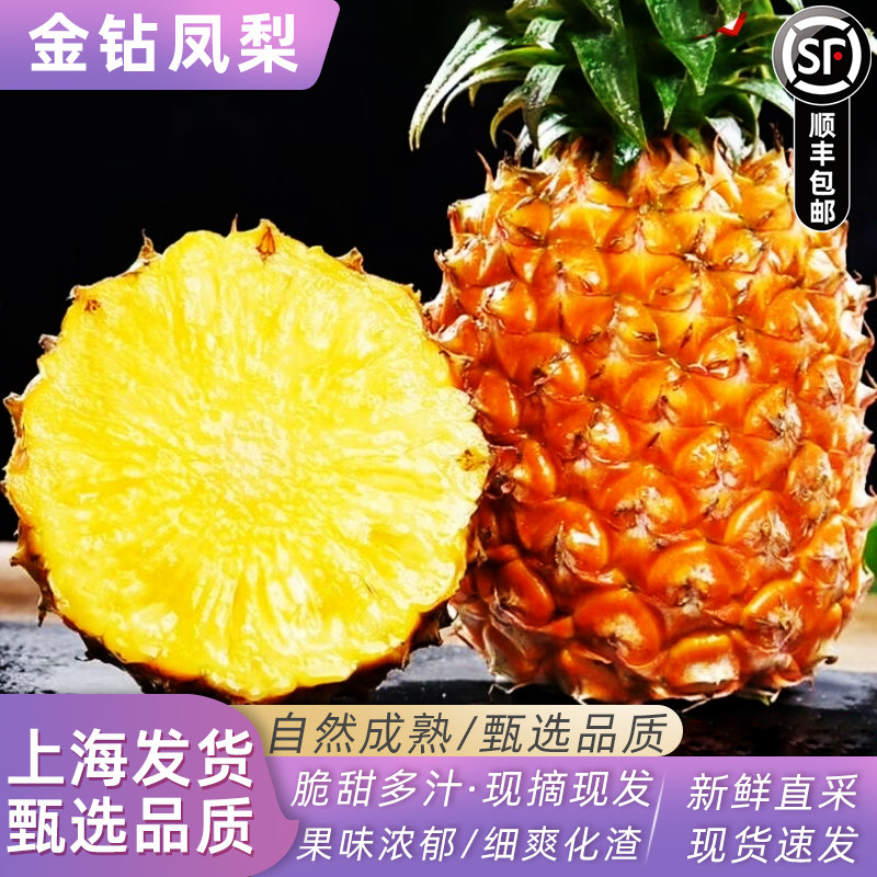 海南坡罗村古法金钻凤梨脆甜多汁新鲜应季水果树上熟现摘现发顺丰