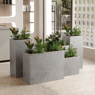 户外彷水磨石花箱组合饭厅奶茶店外摆隔断花坛庭院露台种植箱定制