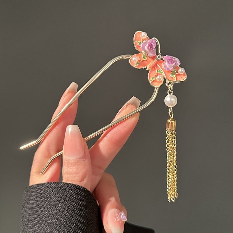 国风贝母蝴蝶珍珠发簪优雅气质U型双插流苏发钗汉服装饰盘发插梳,饰品/流行首饰/时尚饰品新,民族风发饰,淘宝优惠券,粉丝福利购,淘宝优惠卷