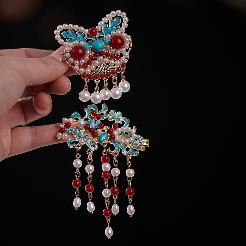 古风流苏醒狮玫瑰发夹新中式手工汉服侧边夹过年可爱刘海夹头饰女,饰品/流行首饰/时尚饰品新,民族风发饰,淘宝优惠券,粉丝福利购,淘宝优惠卷