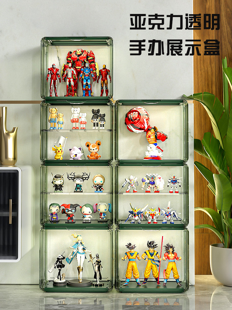 高级盲盒收纳展示架防尘手办玩具公仔泡泡玛特亚克力透明收纳盒