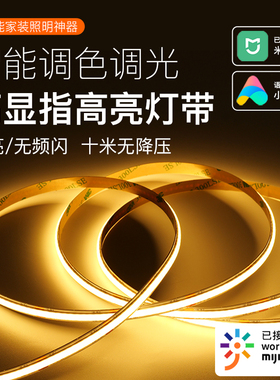 已接入米家智能cob灯带变三色语音无极调光客厅悬浮双眼皮线形灯