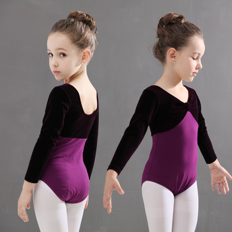 儿童舞蹈服女童长袖金丝绒练功服幼儿跳舞衣服女孩中国舞芭蕾舞服