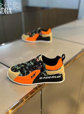 ACENDRA 男士奢品布面透气休闲鞋一脚蹬厚底瘦板鞋时尚轻奢潮鞋
