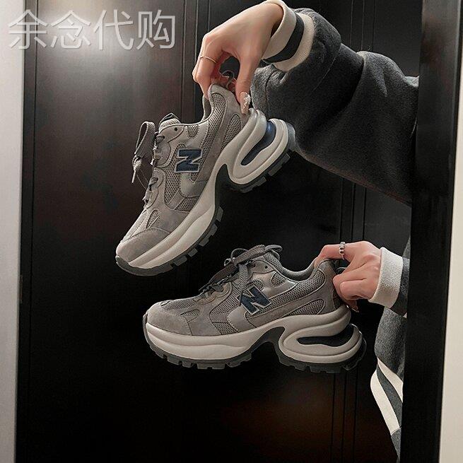 香港HAMAINI?镇店王炸复古增高厚底老爹鞋女2025透气休闲运动鞋