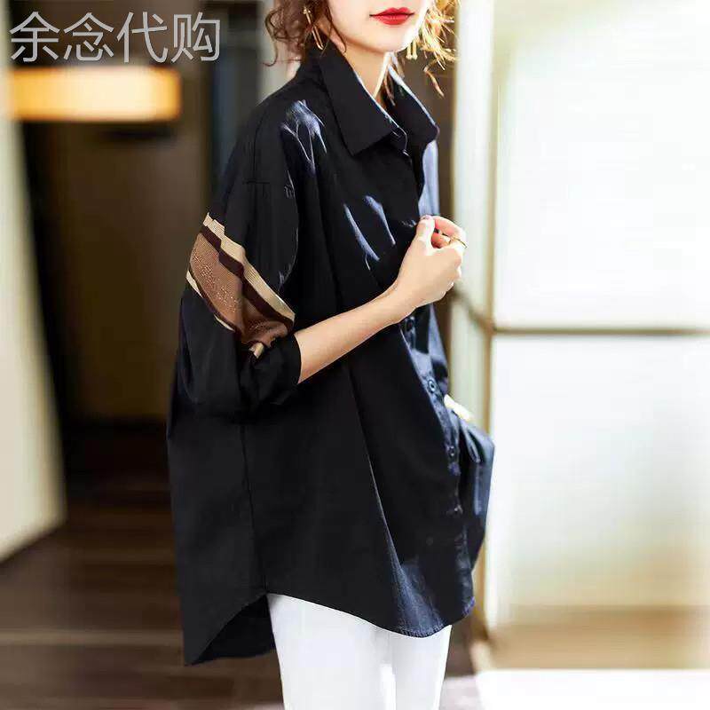 纯棉大码中长款衬衣外套女2026春秋新款宽松气质百搭衬衫长袖上衣