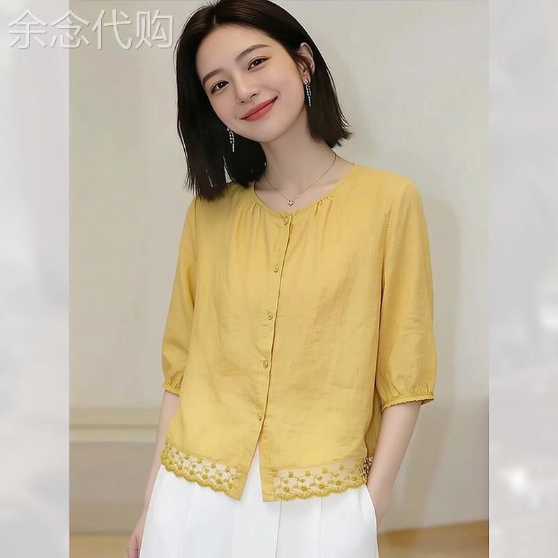 轻奢蕾丝花边七分袖衬衫减龄女装夏季2026年新款别致小衫上衣百搭