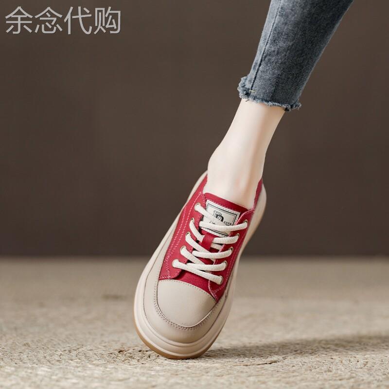 西班牙小众Brandongysl白鞋女鞋真皮软底休闲鞋女性时尚平底鞋