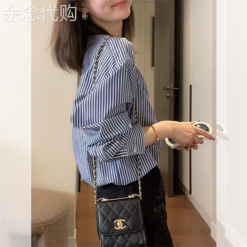 时尚休闲圆领条纹衬衫女装春夏新款长袖职业衬衫上衣独特气质小衫