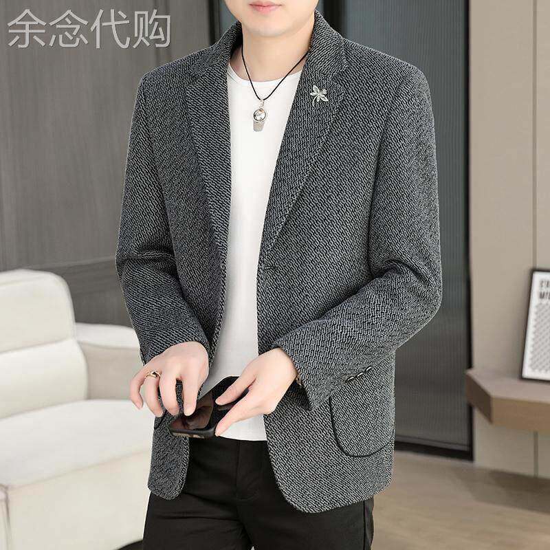 高档休闲西服男士秋冬季呢子西装上衣男装潮流行政两粒扣单西外套