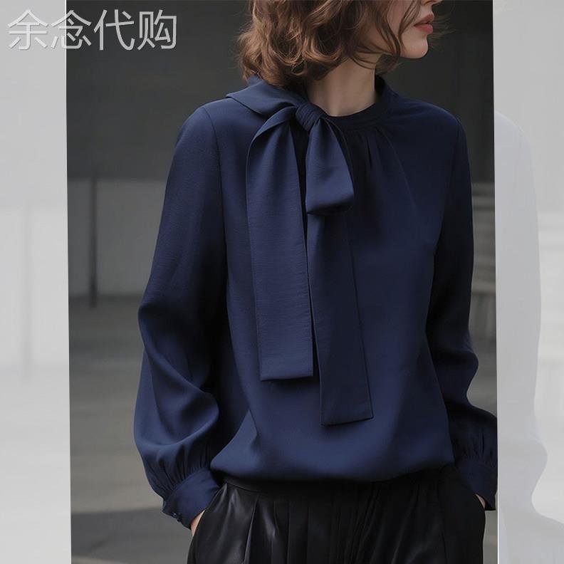 蝴蝶结衬衫高级感复古2026春季新款女装长袖减龄休闲上衣衬衣百搭