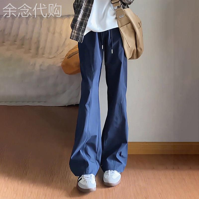藏青色冰丝冲锋裤女夏季薄款速干户外工装裤美式微喇窄版休闲长裤图片