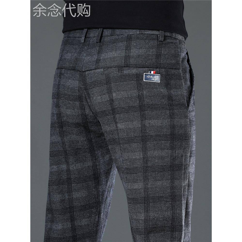 香港2025春秋季经典男士休闲裤修身直筒裤商务英式格纹裤男士长裤