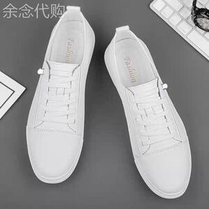真皮小白鞋男新款韩版一脚蹬板鞋百搭西装休闲皮鞋潮透气增高男鞋