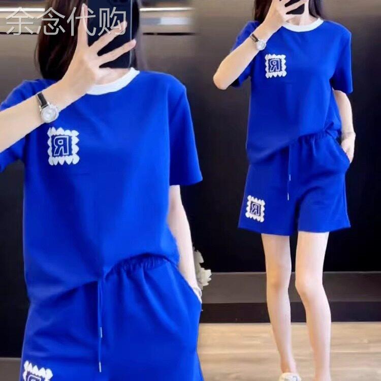 休闲运动服套装女士夏季2026新款洋气炸街时尚显瘦短袖短裤两件套