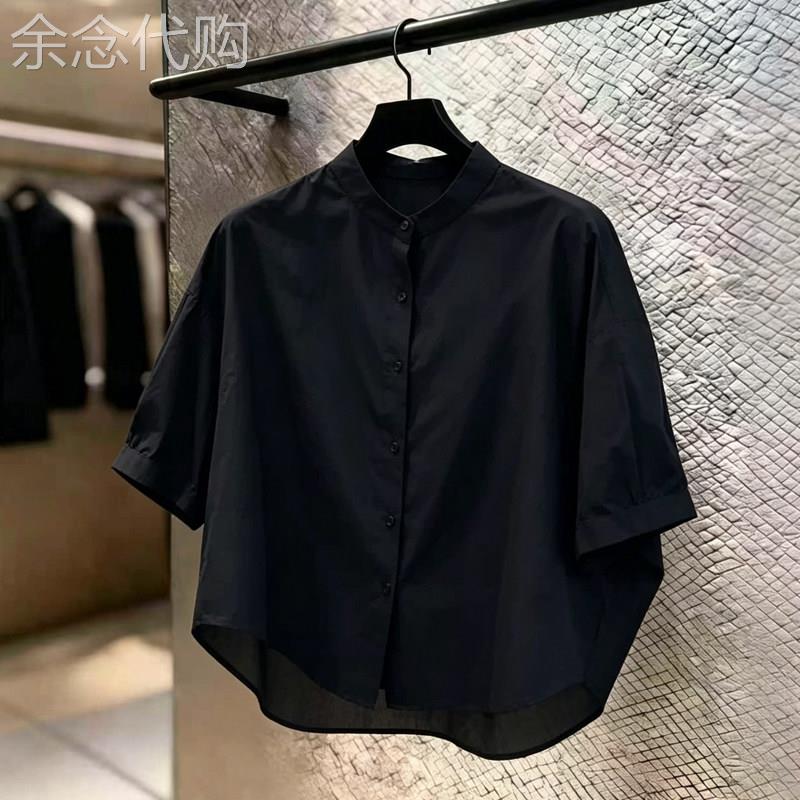 通勤风黑色七分袖衬衫女2026夏季新款欧货宽松显瘦薄款防晒衬衫潮