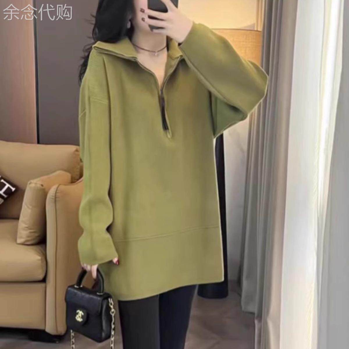 中长款时尚韩版高领外穿卫衣女2026秋季爆款宽松简约显瘦长袖上衣