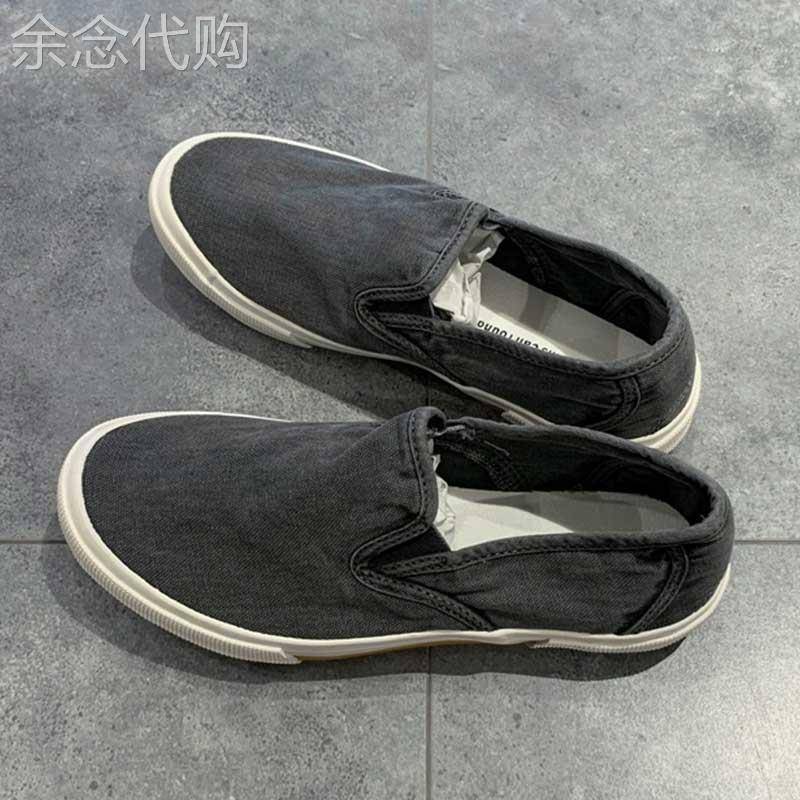 一脚蹬牛筋底帆布鞋男款复古老北京布鞋男士透气套脚休闲渔夫鞋子