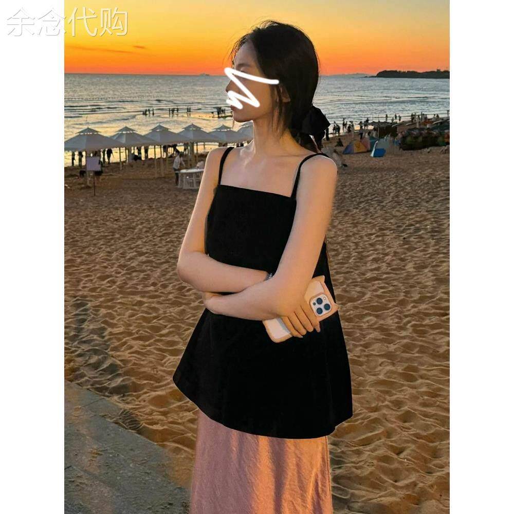黑色法式吊带背心女夏外穿高级感超好看2026新款美背露肩无袖上衣