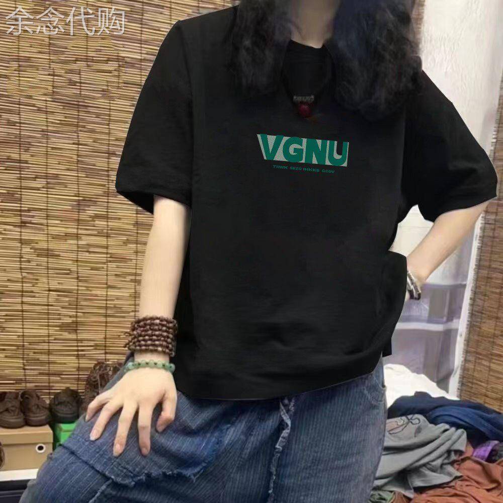 韩国黑色短袖T恤女2026新款美式洋派字母宽松正肩显瘦潮牌上衣ins