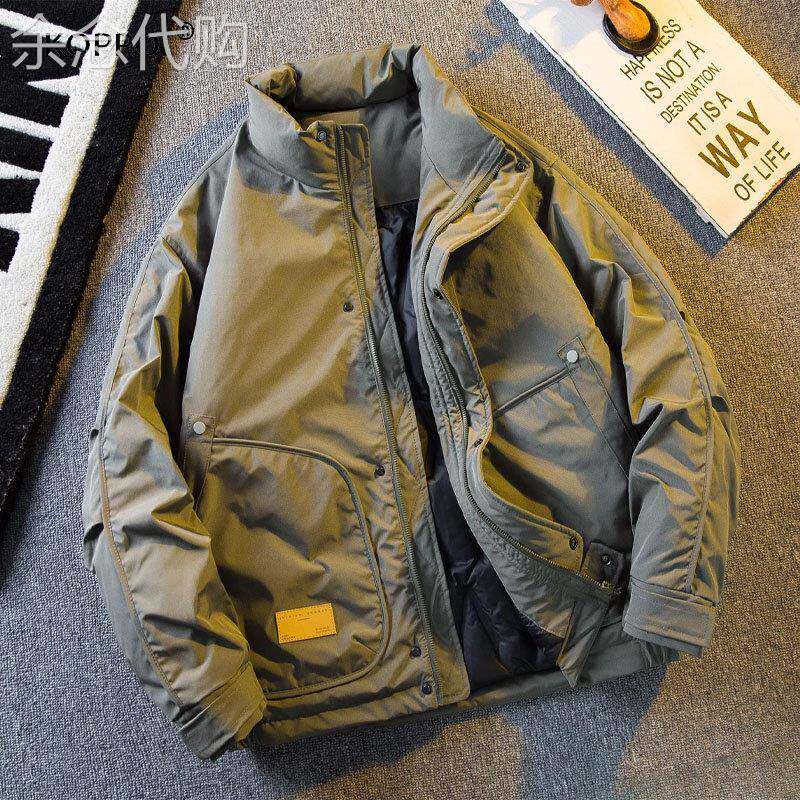美式覆古羽绒服男士秋冬季加厚保暖夹克上衣休闲 无帽立领短款外
