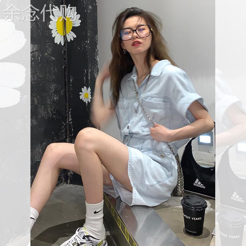 短裤牛仔套装2026夏装新款女装别致连体裤高级感连体衣工装连身裤
