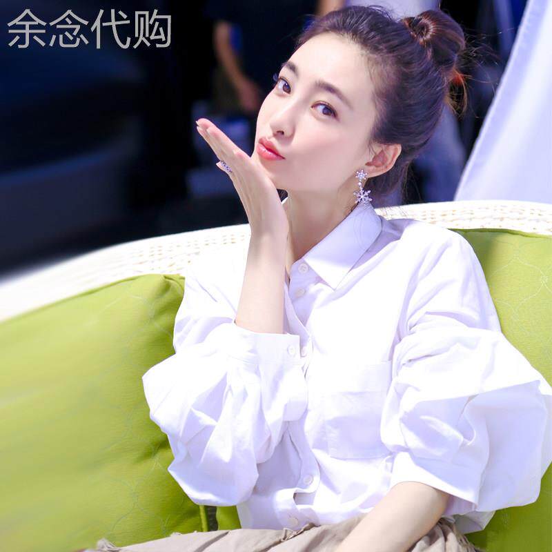 韩国2025春夏新款长袖白衬衫 女款休闲宽松泡泡袖衬衫 通勤风纯色
