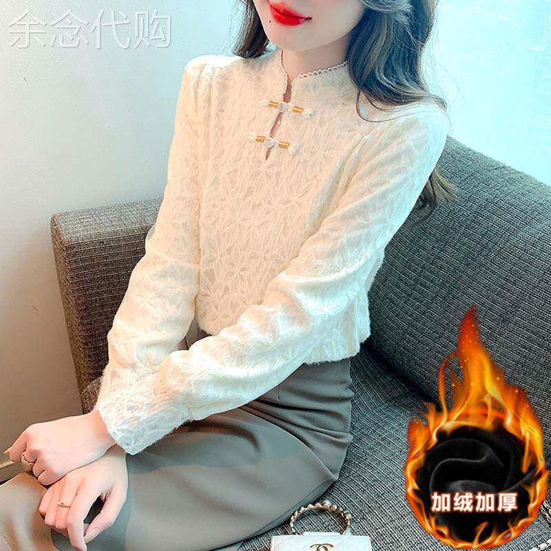 欧洲站蕾丝衬衫打底衫女2025新款春秋冬季中式国风气质长袖上衣潮