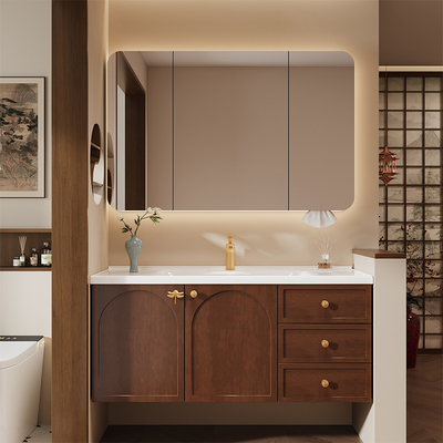 格思莉橡胶木烤漆浴室柜组合