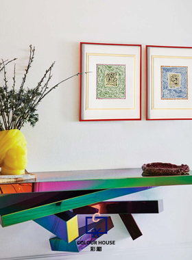 彩厢画廊pierre alechinsky抽象派装饰画红色多层卡纸手工装裱