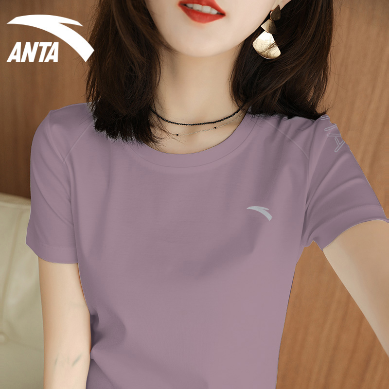 安踏插肩显瘦运动短袖t恤女