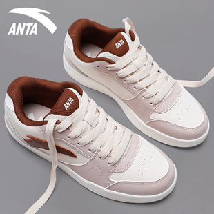 安踏女鞋板鞋2026春季新款皮面厚底小白鞋学生低帮通勤休闲运动鞋