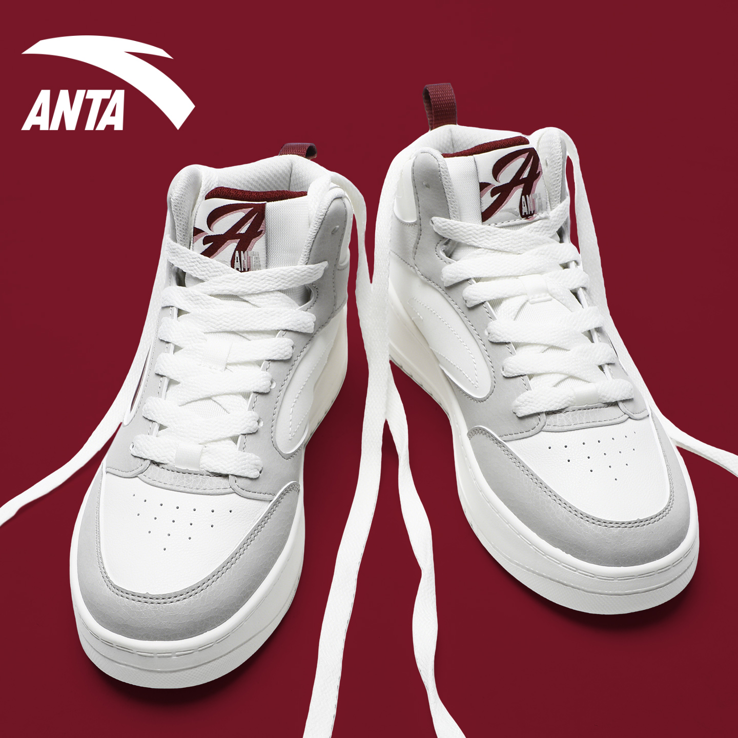 安踏高帮板鞋女厚底增高休闲鞋