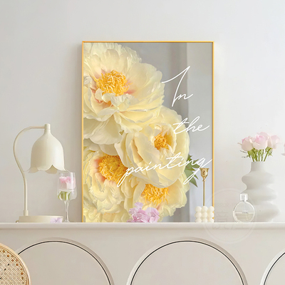 奶油ins风客厅装饰画电视柜装饰摆画牡丹花沙发背景壁画玄关挂画