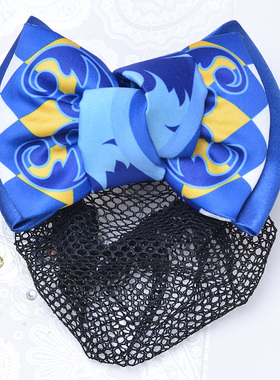 中国建设银行职业头花女工作发夹细网蓝色建行丝巾领花领结蝴蝶结