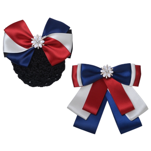 红色银行领花头花套装邮政信用社领结工装制服衬衣蝴蝶结飘带发饰