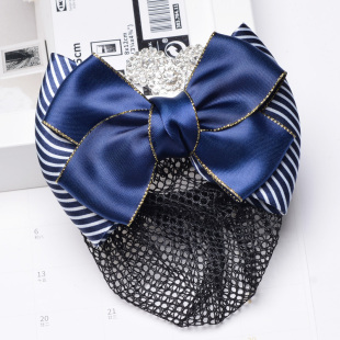 初炫头花女职业银行酒店移动电信护士学生工作上班蝴蝶结发夹细网