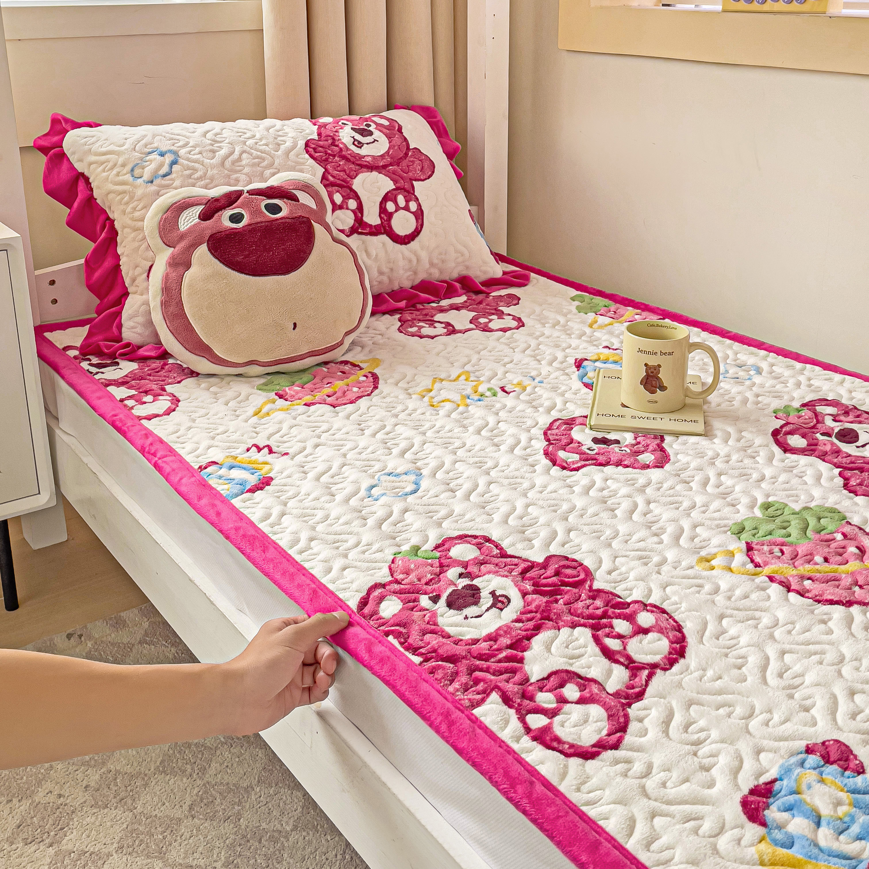 牛奶绒学生宿舍单人床盖单件保暖加厚双人床单双面毛毯夹棉沙发垫