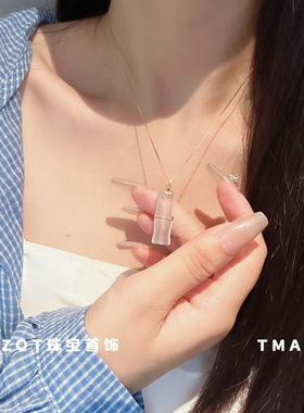 高冰透新中式竹节925银项链