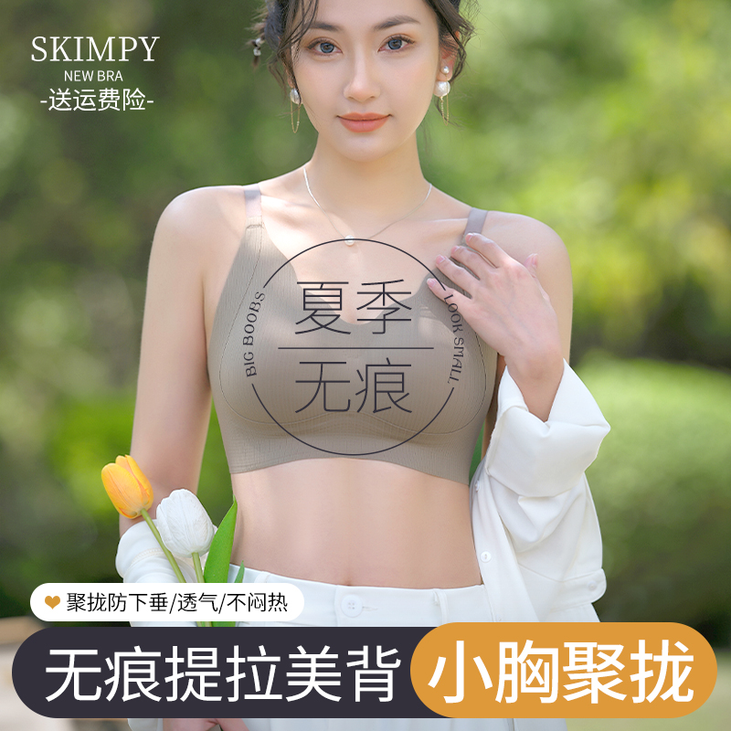 内衣女小胸聚拢提拉防下垂调整型收副乳美背背心式无钢圈文胸罩