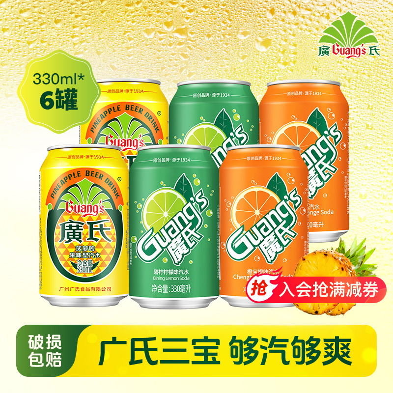 广氏碳酸饮料菠萝啤2罐水果味