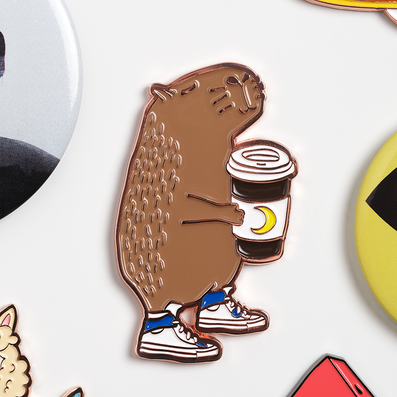 冰箱贴喝咖啡水豚君现代简约磁贴